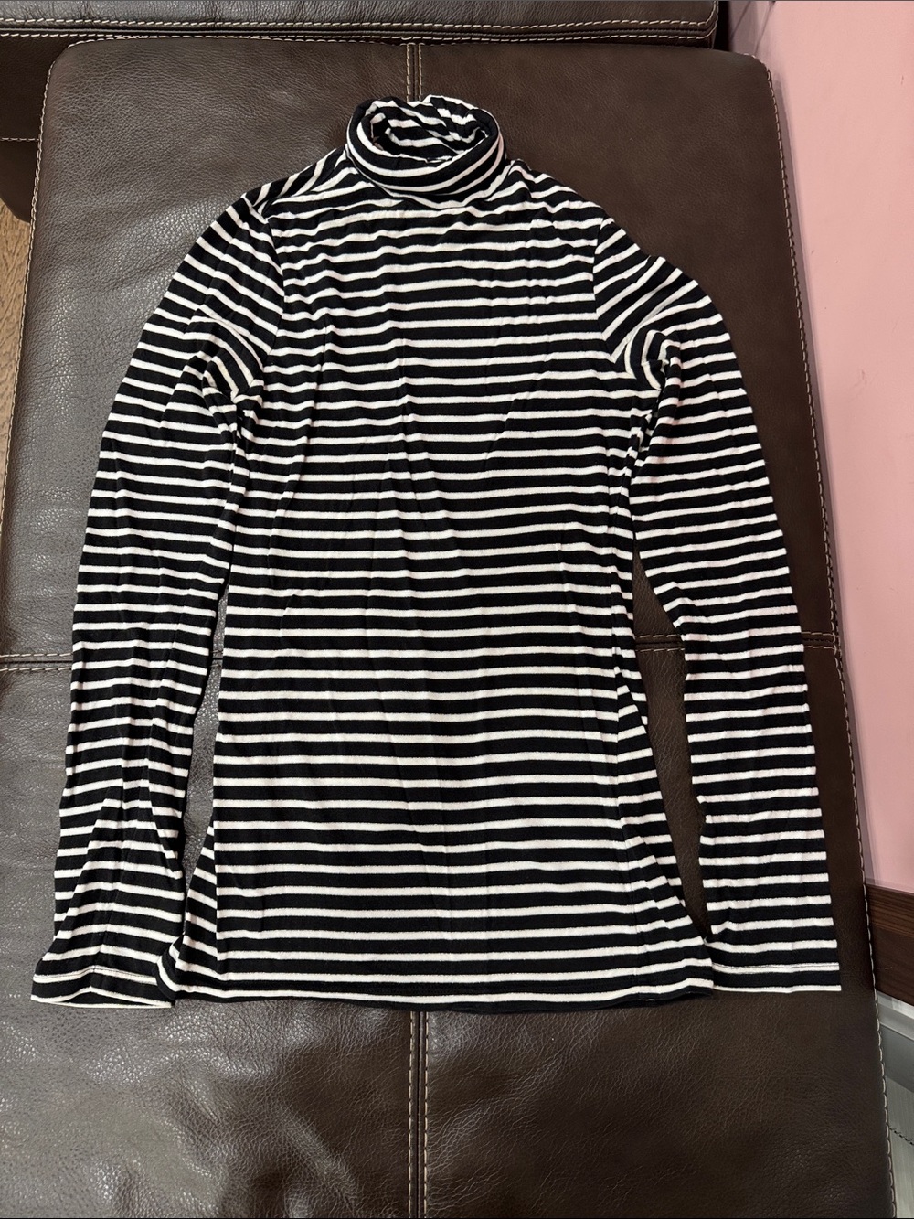 Express Black and White Striped Turtleneck Long Sleeve Top